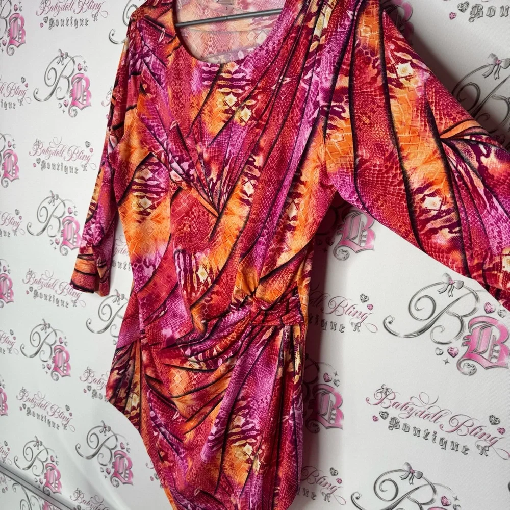 Nygard top asymmetrical hem fairy with cinch tie waist stretchy snake print 🌅 - Picture 9 of 11